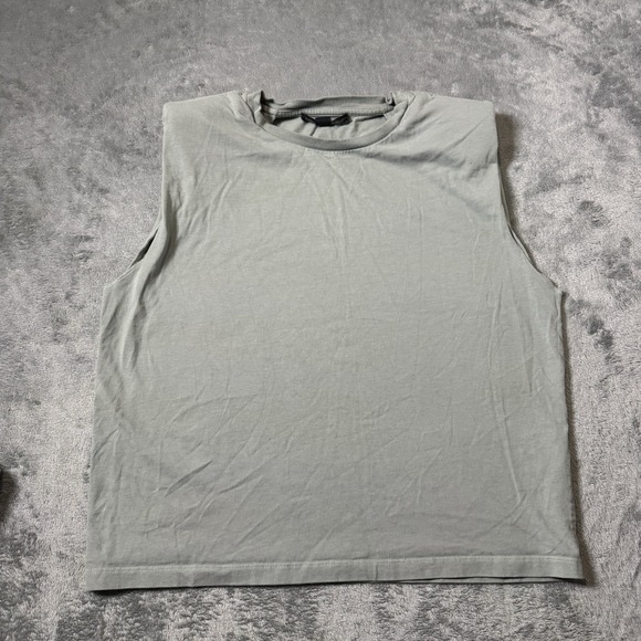 All Saints Green Coni Tank Top Shoulder Pads Womens Size Small Portugal - Picture 1 of 6